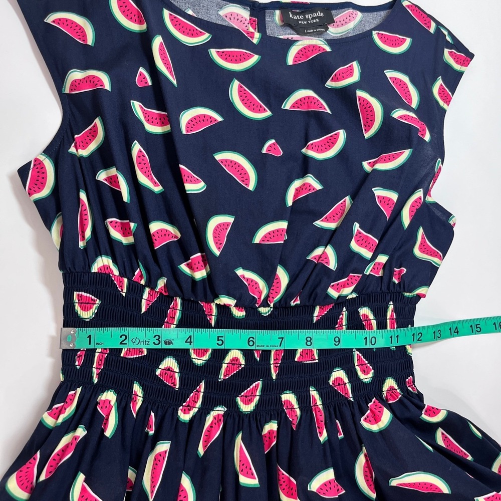Kate Spade Watermelon Party Blaire Dress Womens Large Navy Blue KC389 - Picture 6 of 13